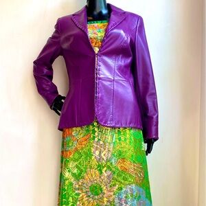 Escada vintage raspberry /purple Lamb leather jacket